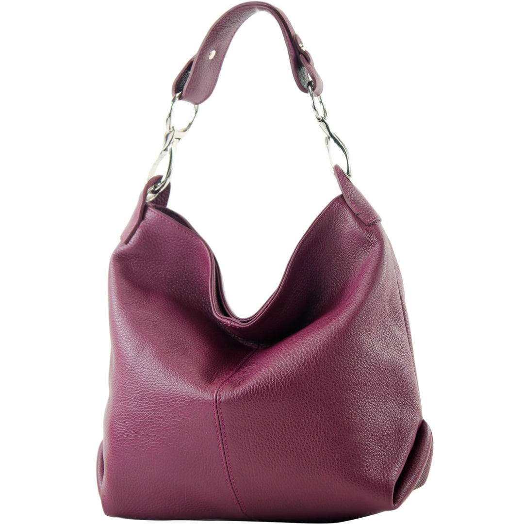 modamoda de T168 Damen Leder Schultertasche, handmade in Italy Weinrot, Weinrot