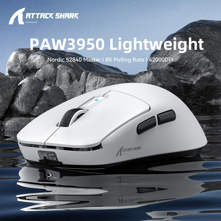 MAMBASNAKE x Attack Shark R6 Superlight Gaming Mouse, PixArt PAW3950MAX Sensor, 8K Wireless/BT/2.4G,
