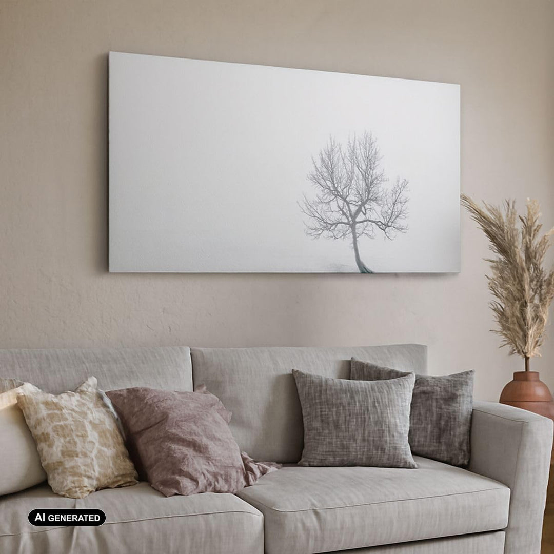 Wandbilder Dekoration Wohnzimmer Baum Feld Natur Panorama Bilder auf Leinwand 120x50cm Leinwandbild