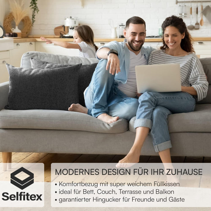 Selfitex 2er Set 40x60 cm, Sofakissen mit Füllung und Bezug, Dekokissen, Kopfkissen mit weicher Kiss
