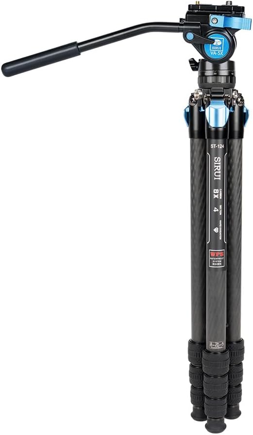SIRUI ST-124+VA-5 Wasserdichtes Carbonfaser-Stativ mit Panorama-Fluid-Videokopf, dreieckige Mittelsä
