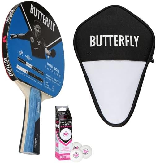 Butterfly Timo Boll Tischtennis Set Sapphire | TT-Schläger + TT-Hülle + Bälle | Tischtennisset | ITT