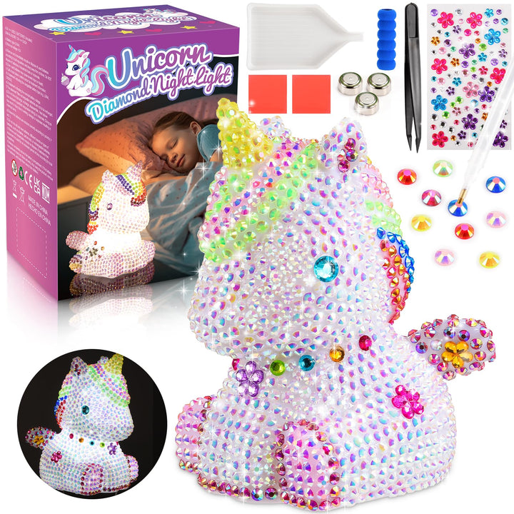 HappyGoLucky DIY Einhorn Nachtlicht Bastelset für Kinder – Einhorn Geschenke für Mädchen, Kinder Spi