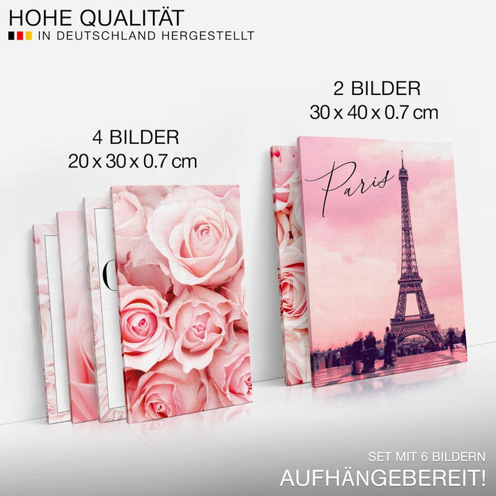 Novart Wandbilder Set Fashion Coco Beauty Rosa Zitate - KEIN EXTRA RAHMEN BENÖTIGT - Modern Deko - M