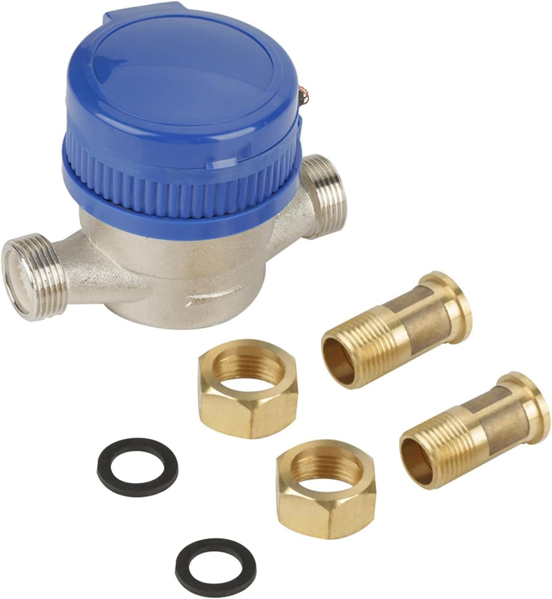 Wasseruhr Garten Geeicht, 15mm Wasserzähler Geeicht, 1/2 Zoll Gartenwasserzähler mit Armaturen, für