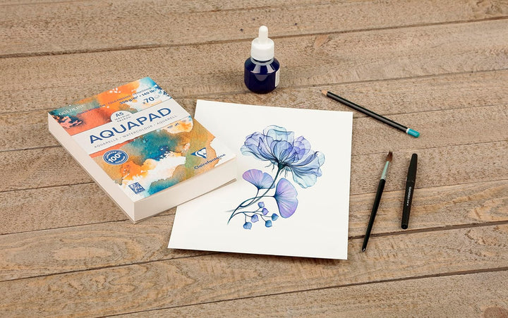 Clairefontaine 975721C - Packung mit 3 Aquarellblöcken Goldline Aquapad A4 geleimt, 50 Blatt weiss 3