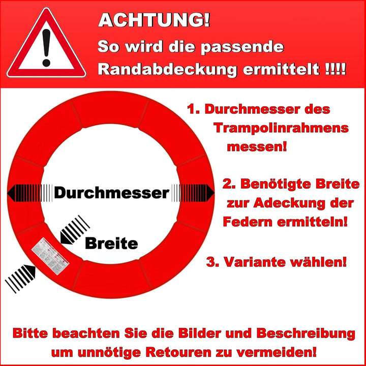 Baunsal® Trampolin Randabdeckung Ø 183 244 250 275 300 305 335 366 370 396 400 427 430 457 460 487 4