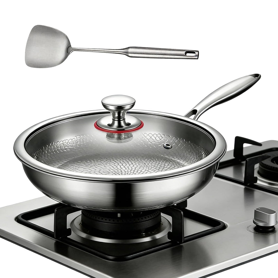 Pfanne aus reinem Titan, Pfannen aus Titan mit gehämmertem Muster zum Kochen, kratzfeste, antihaftbe