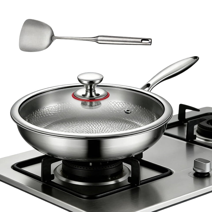 Pfanne aus reinem Titan, Pfannen aus Titan mit gehämmertem Muster zum Kochen, kratzfeste, antihaftbe