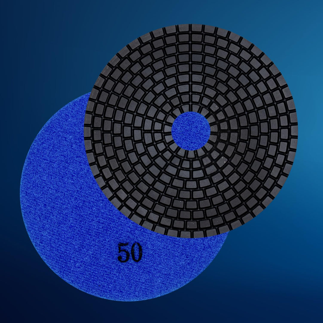 EDW Profi Diamant Schleifpad-Set NASS, Starter -Set, 100mm, Körnung 50 + 200, Klett-Aufnahmeteller M
