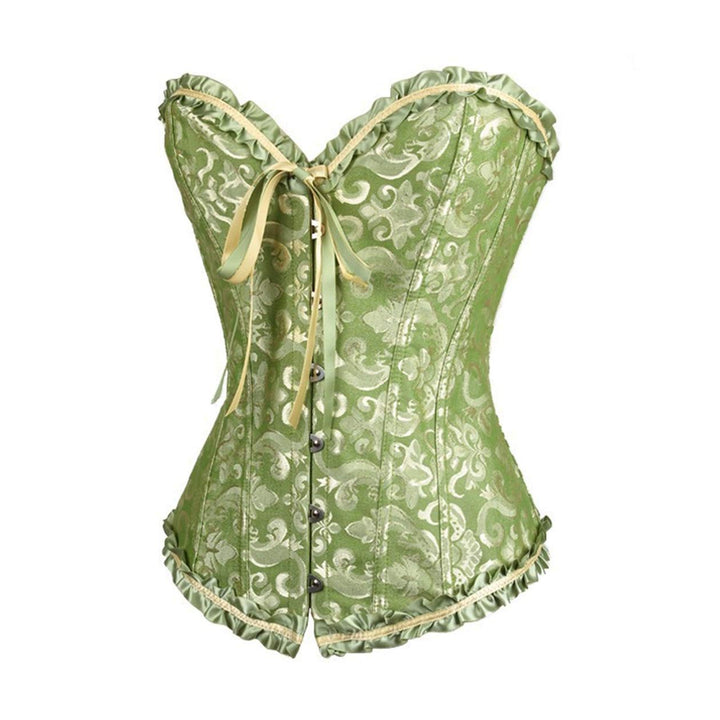 Damen Korsett Bauchweg Vollbrust Corsage Top Gothic Burlesque Schnüren Bustier Grün M, Grün M