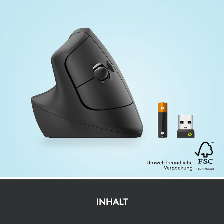 Logitech Wireless Ergonomical Mouse - Left Handed, Bluetooth, Grau, Linkshänder Grau Linkshänder Mau