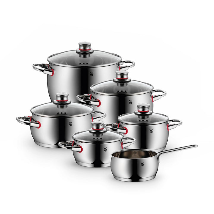 WMF Quality One Topfset Induktion 6-teilig, Kochtopf Set mit Glasdeckel, Cromargan Edelstahl poliert