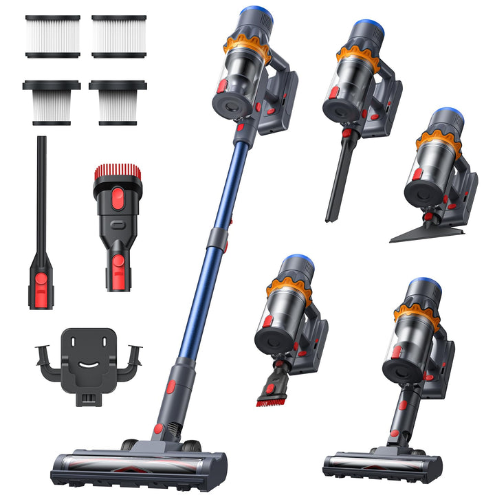 Akku Staubsauger, 58000Pa Staubsauger Kabellos, Akkustaubsauger mit Display & LED, Anti-Tangle-Bürst