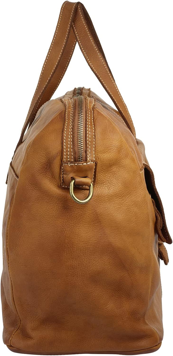 Cluty Reisetasche echt Leder Cognac 30 l Damen - 021141, Cognac