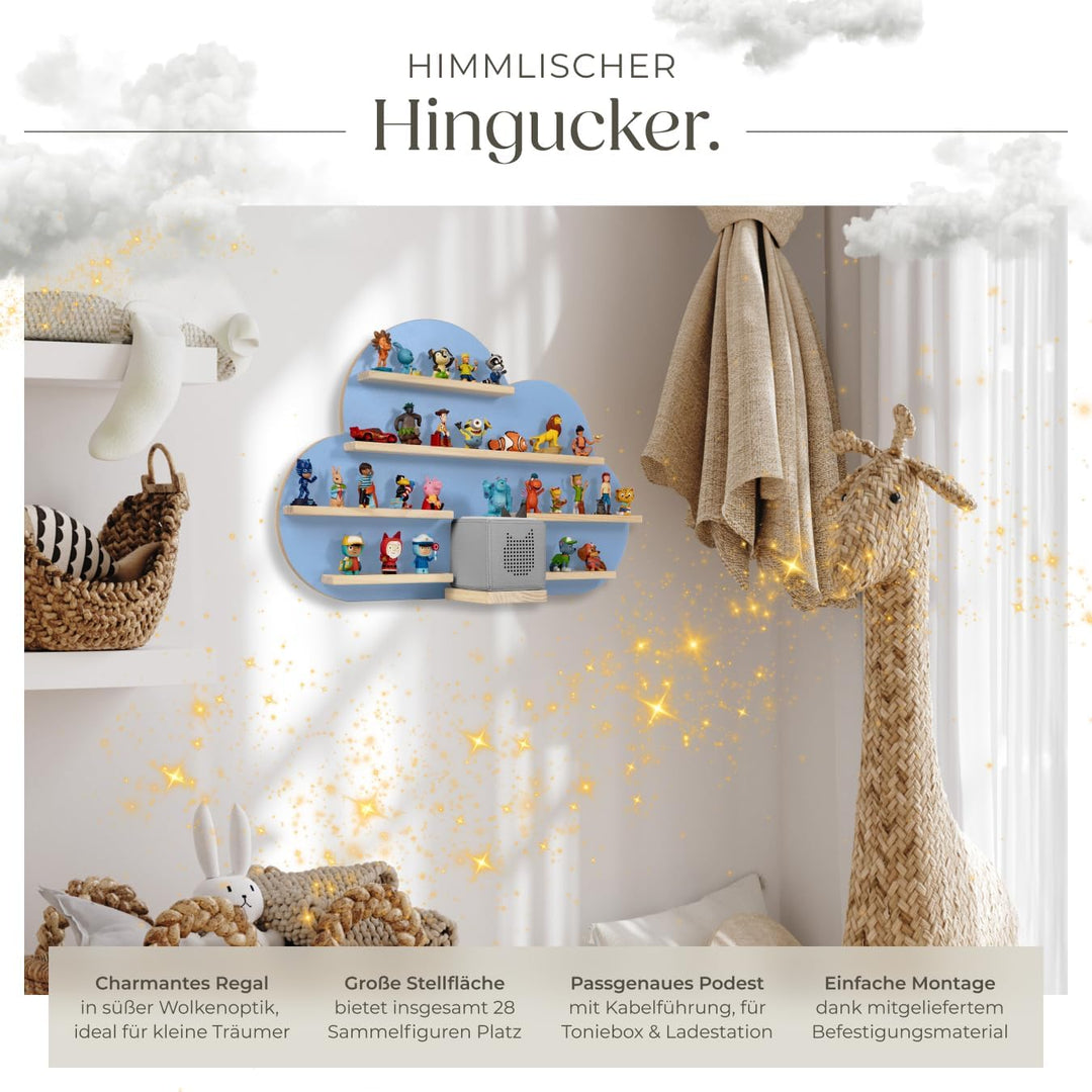 tectake® Holz Regal mit Magnetstreifen für Wand Montage, Tonieregal, Wandregal für's Kinderzimmer, A