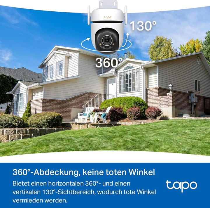 Tapo C530WS 360° Überwachungskamera Aussen, 3K 5MP, Starlight Farbe Nachtsicht, KI-Erkennung, Bewegu