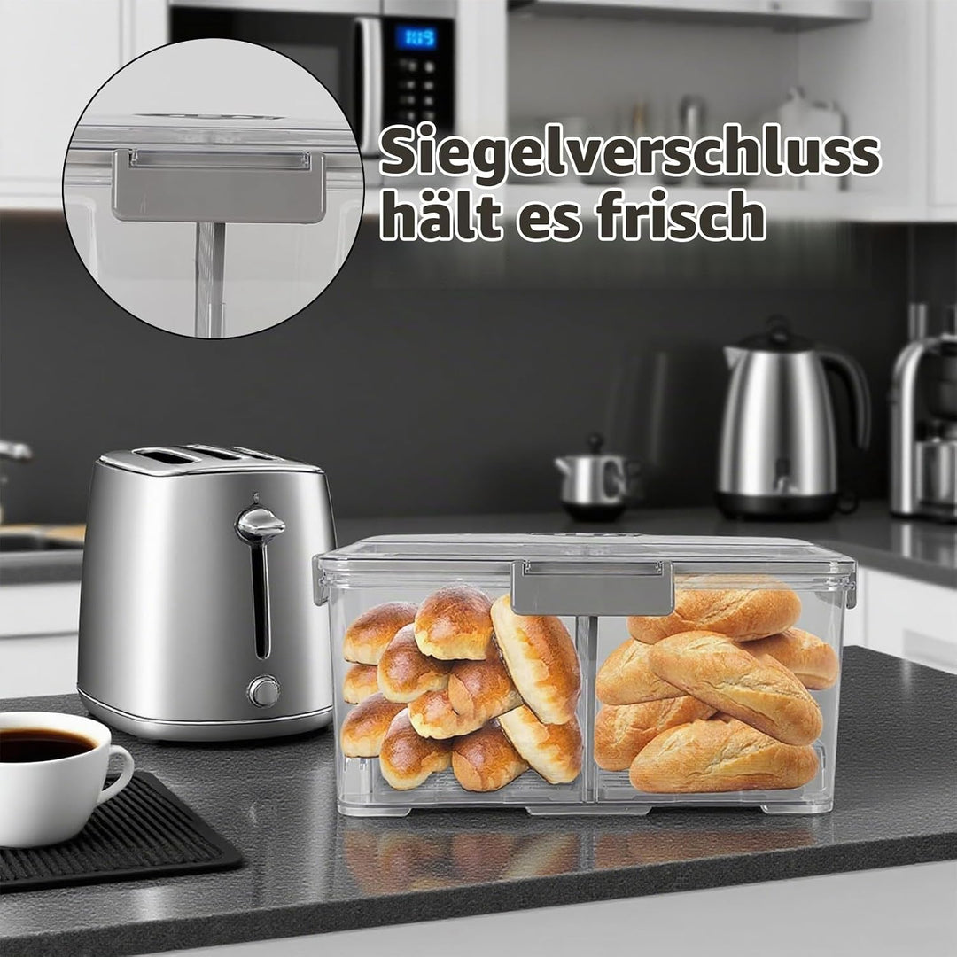 Vakuum Brotkasten gross 35cm – luftdichte Brotbox mit Pumpe &amp; Zeitaufzeichnung | Frischhaltedose für