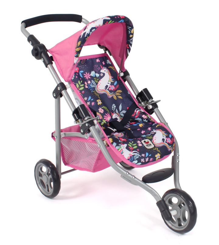 Bayer Chic 2000 - Puppenbuggy Lola, Jogging-Buggy, Puppenjogger, Puppenwagen, Einhorn, 612-43, Navy,