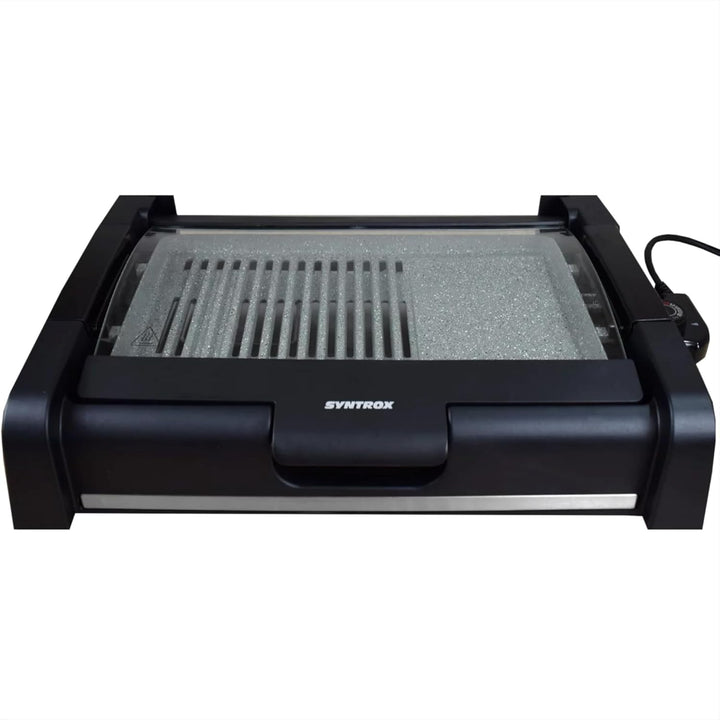 Syntrox Tischgrill Strivasa mit Keramik Grillplatte, Elektrogrill 2200 Watt, Kontaktgrill, elektrisc
