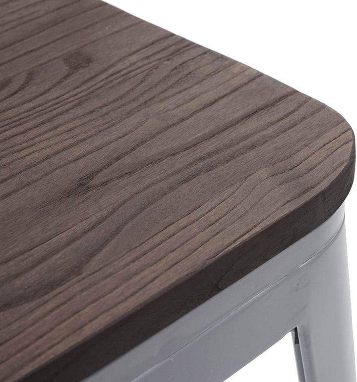 2er-Set Hocker HWC-A73 inkl. Holz-Sitzfläche, Metallhocker Sitzhocker, Metall Industriedesign stapel