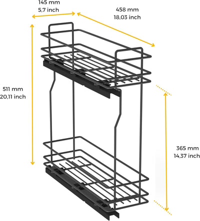 Emuca - Küchenmöbe Ausziehbarer Flaschenhalter, seitlich ausziehbar, sanftem Schliessen, Modul 200mm