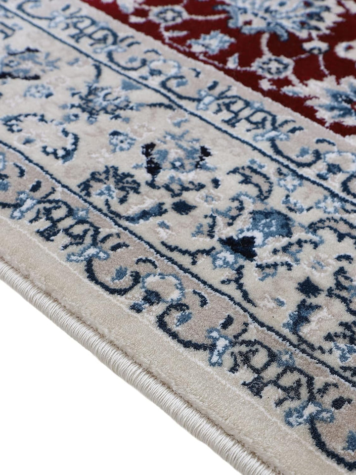 carpetfine Orientteppich Nain Diane Rot 75x200 cm Läufer | Tradtioneller Teppich für Schlaf- und Woh