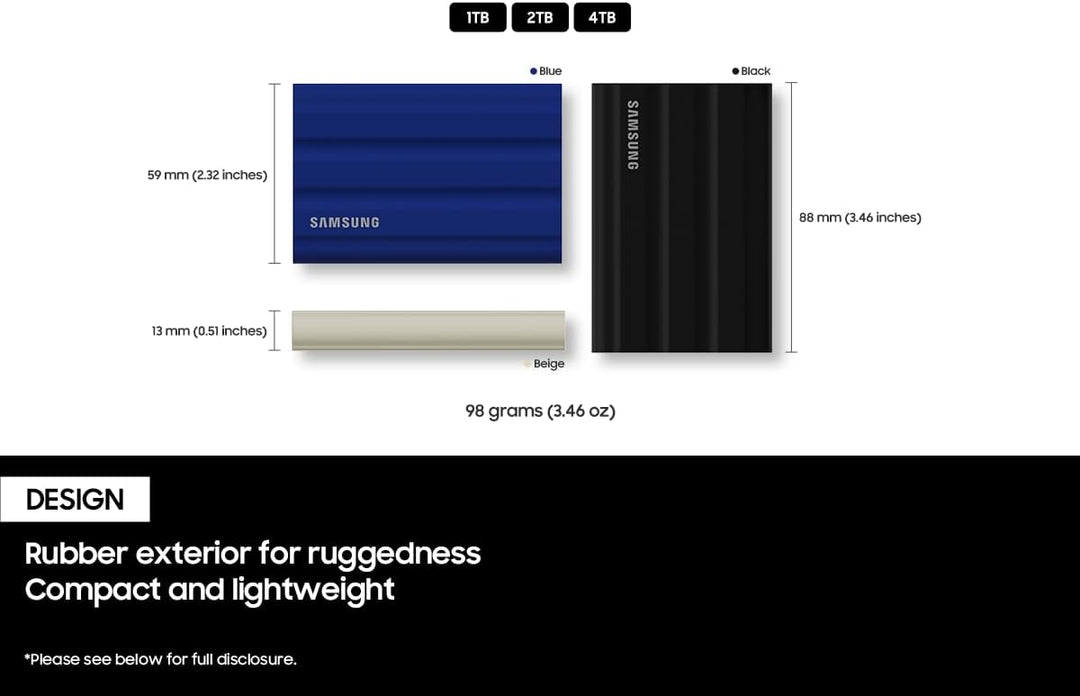 Samsung MU-PE1T0R/WW Portable SSD T7 Shield 1TB Blau blu 1 TB, blu 1 TB