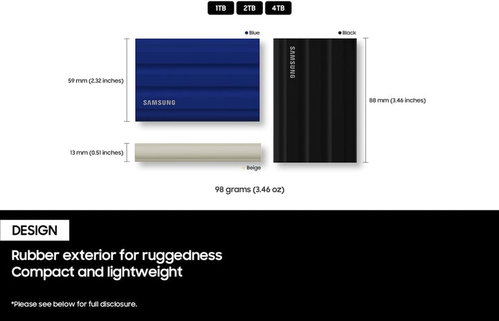Samsung MU-PE1T0R/WW Portable SSD T7 Shield 1TB Blau blu 1 TB, blu 1 TB