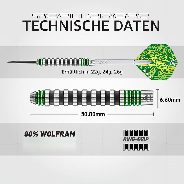 WINMAU Advance 500 Series Dartpfeile mit dartflüge und Dart stiele 22G Grün, 22G Grün