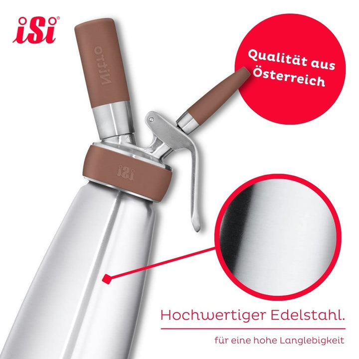iSi 1790 Nitro Kaffeebereiter Edelstahl Rostfrei, 1 L, Kalt gebrühter Kaffee mit Stickstoff veredelt