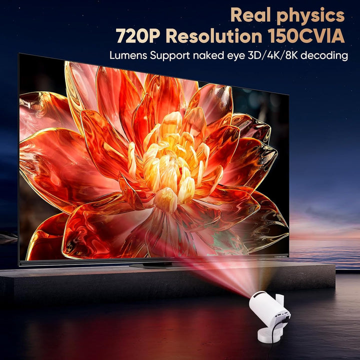 Beamer Mini Projektor Unterstützt WiFi Drahtlose Verbindung Smart TV Auto Trapezkorrektur 180° Drehu