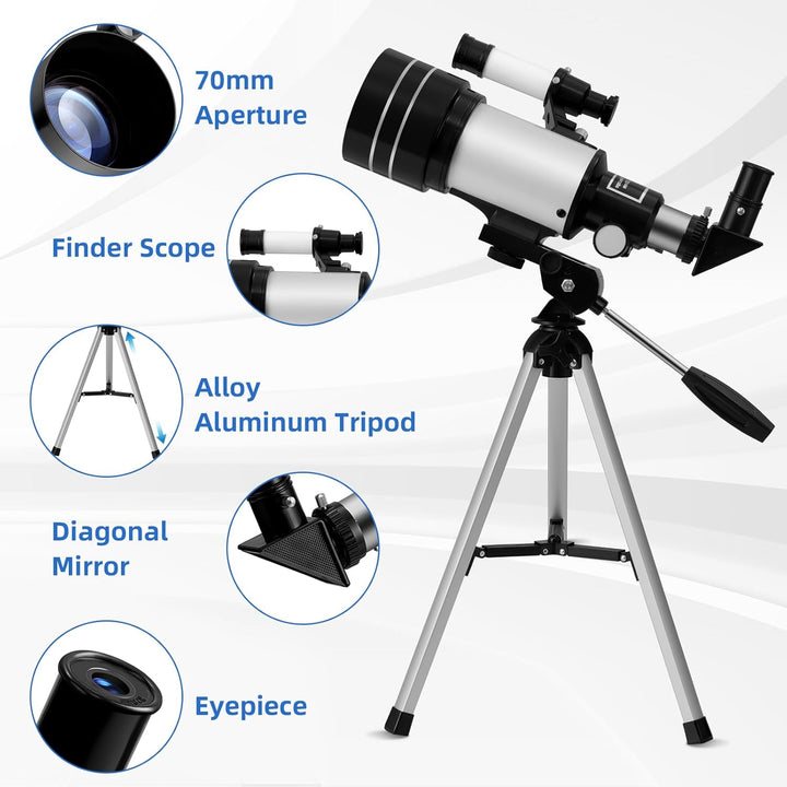 Bellanny Teleskope | Astronomisches Teleskop | 70mm Aperture Tragbares Refraktor Reiseteleskop für K