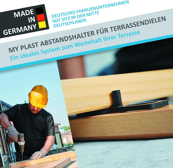My Plast I 4 mm Fugenbreite - 300 Stück - geschlossen flach I Terrassen-Abstandhalter – hochwertiger