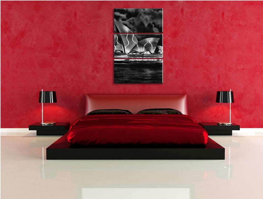 Pixxprint Sydney Opera House Beleuchtung als Leinwandbild/Grösse: 3 Teilig (120x80) cm/Wandbild/Kuns