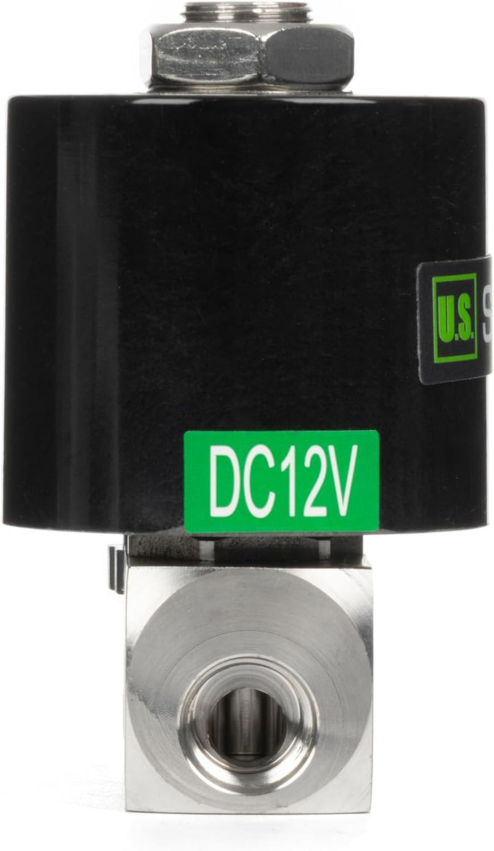 U.S. Solid 1/4 Zoll Hochdruck Magnetventil – 160 bar, Edelstahl, 12V DC, Hochtemperaturbeständig (-6