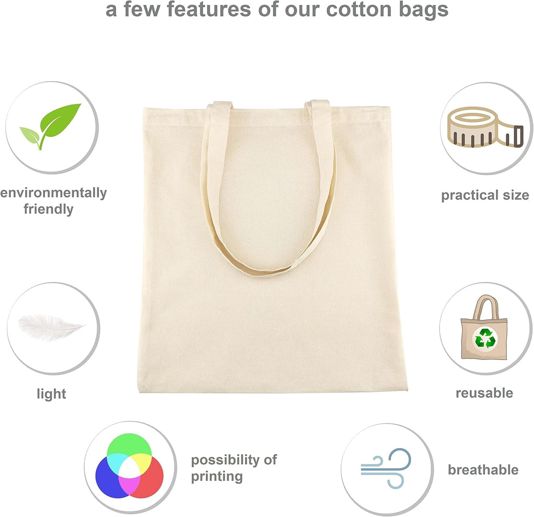 IDEA HOME Baumwolltasche 38x42cm- Jutebeutel Gross - Stoffbeutel Unbedruckt, Personalisierung Möglic