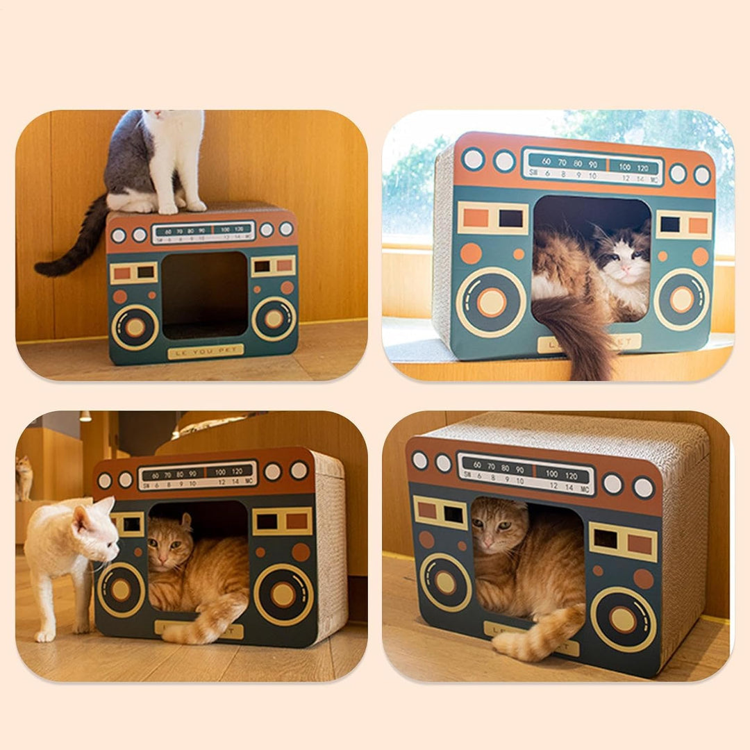 Katzenkratzbrett - Grosses Kratzbrett Aus Pappe Als Bett,Radio-förmiges Spielzeug zur körperlichen B