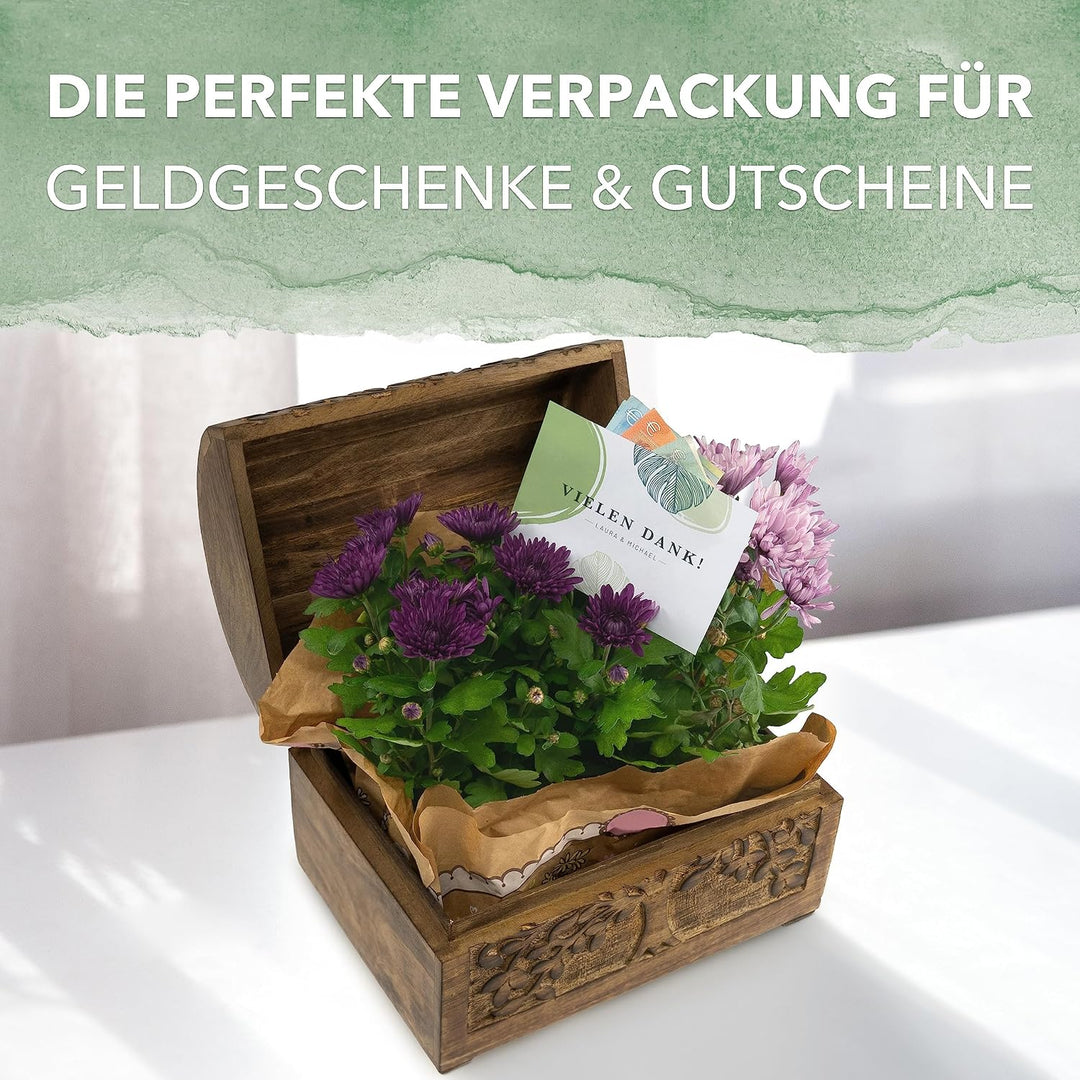 3 er Set Schatztruhen Baum des Lebens, massive Holz-Schatullen max. 28 x 20 x 19 cm Braun Box Baum d