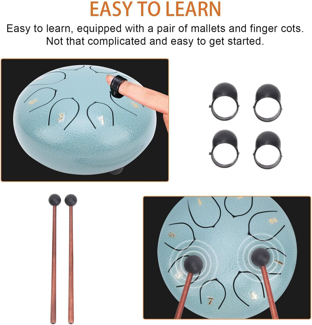 Steel Tongue Drum Kit, 6 Zoll 8 Note Tongue Drum für Kinder mit Schlägeln und Stofftasche für Yoga-M