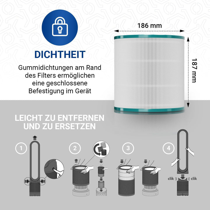 VIOKS 3x Luftreiniger Hepafilter Ersatz für Luftfilter Dysоn 967089-17 968126-03 Pure Cool Link - Er