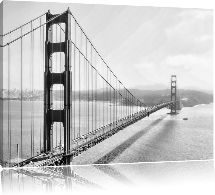 Pixxprint Golden Gate Bridge, San Francisco / 100x70cm Leinwandbild bespannt auf Holzrahmen/Wandbild