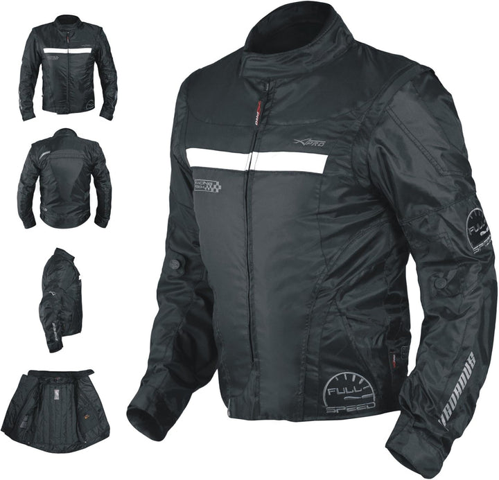 A-pro Motorradjacke für Damen, Nylon, Oxford, Thermoweste, reflektierend M Schwarz, M Schwarz