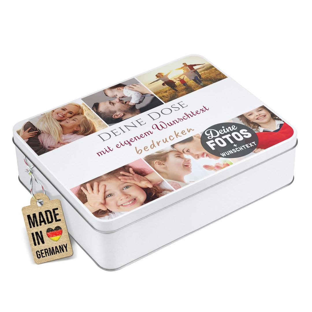 Print Royal PR Geschenkdose selbst gestalten mit 6 Fotos & 3 Zeilen Text - Blechdose bedrucken, Pers