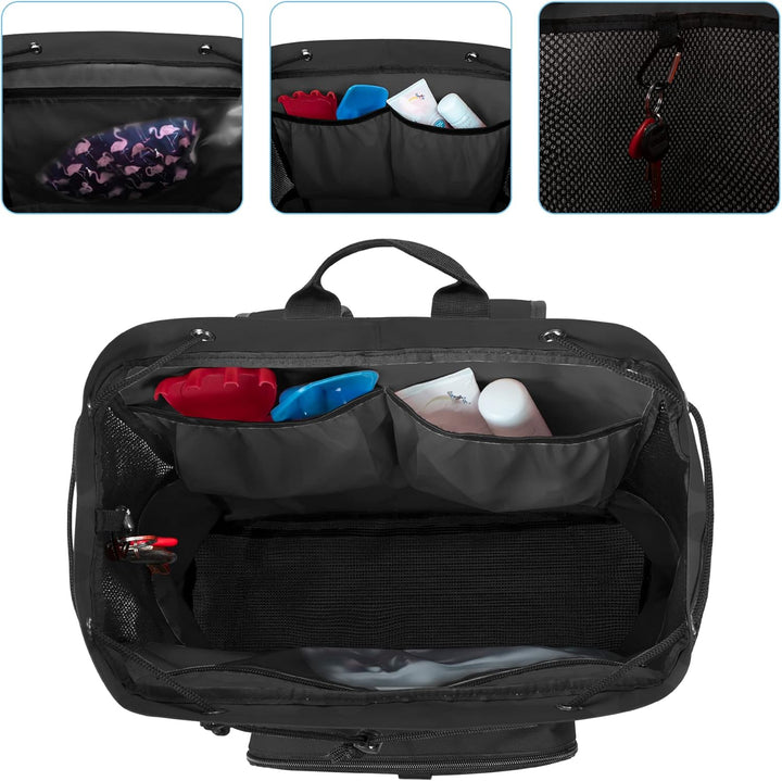 Fasrom Mesh Strandrucksack mit Reissverschluss unten, Sport Gym Rucksack zum Schwimmen, Strand und P