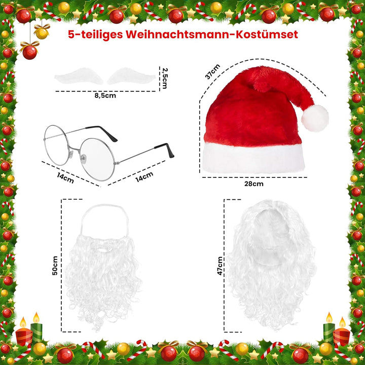 Balinco Perücke + Bart + Mütze + Augenbrauen + Brille Weihnachtsmann Nikolaus Santa Claus Weihnachte