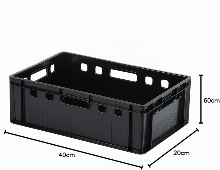 5 Stück E2 Kisten 600x400x200 Fleischkiste Lagerkiste Metzgerkiste in schwarz