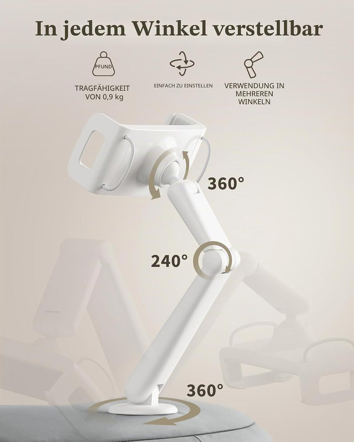 SAIJI Tablet Kissen Halter, 360° Verstellbarer ipad Halterung Bett mit flexiblem doppelachsigem Arm,