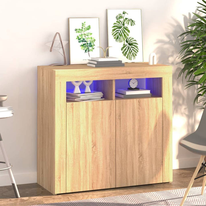 SKM Sideboard mit LED-Leuchten Sonoma-Eiche 80x35x75 cm, Weight: 28.65 kg, 804331