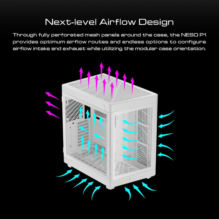 GAMDIAS NESO P1 Dual Chamber Full-Tower EATX Computer Gaming Case, 2 Way Setup Modular Design, Full